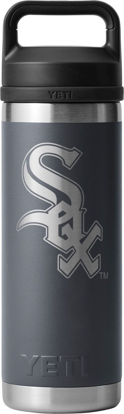 Charcoal 18oz Yeti Bottle with Primary White Sox logo