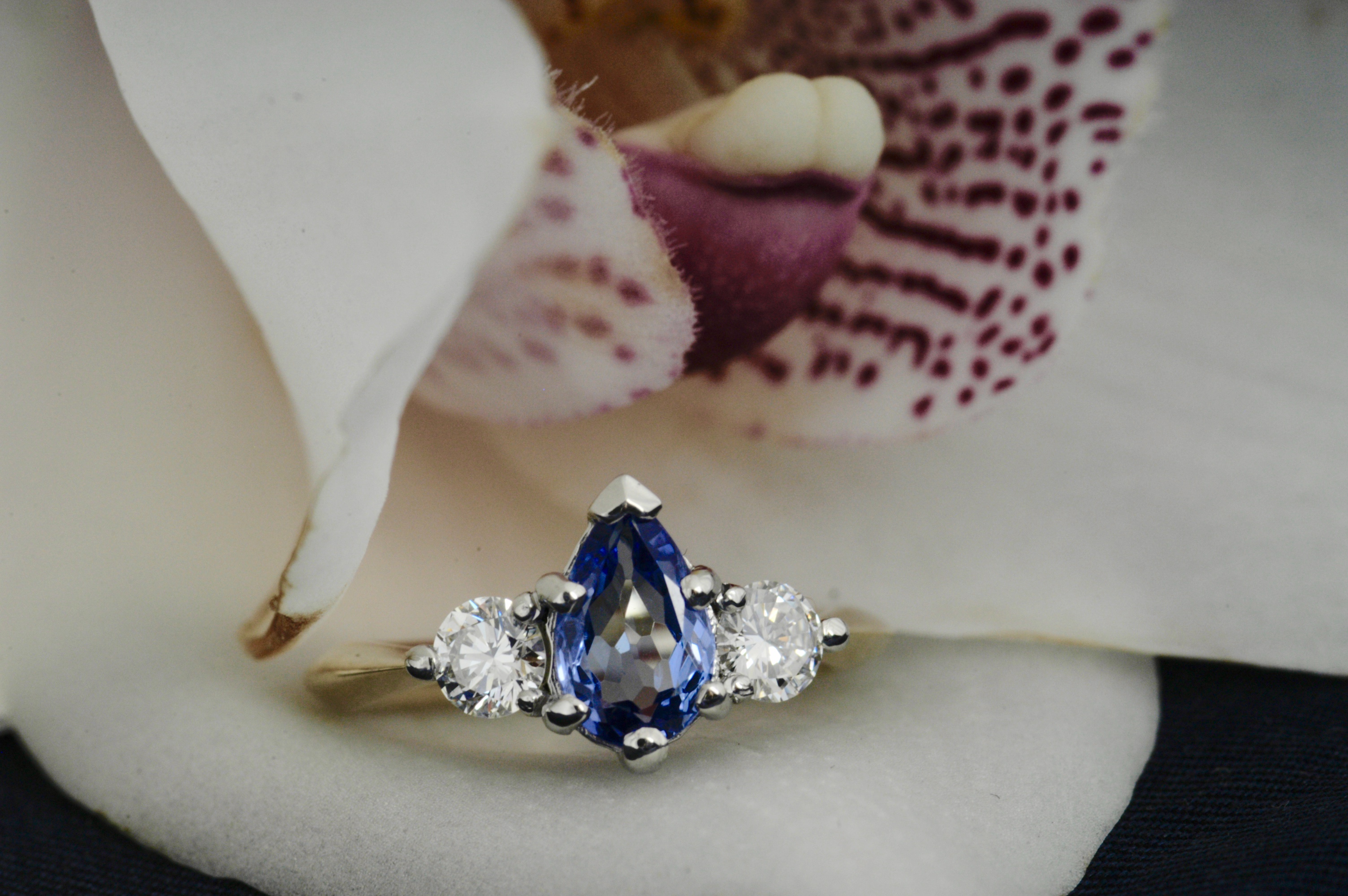 Tanzanite & Diamond Three Stone Ring