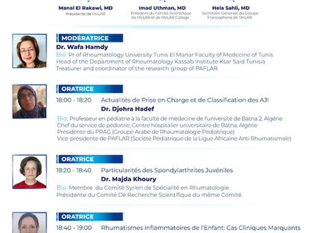 ArLAR Groupe Francophone Webinar: Exploring 'Les Arthrites Juvéniles Idiopathiques' on October 17