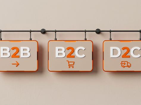 3 Schilder. Das erste mit B2B, das 2. mit B2C und das 3. mit D2C.