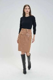 GONNA TUBINO IN PELLE ECOLOGICA CON CINTURA- REF: TRIBAL