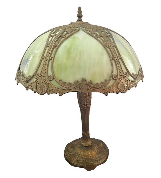Large Edward Miller signed Bent Opal Glass Lamp