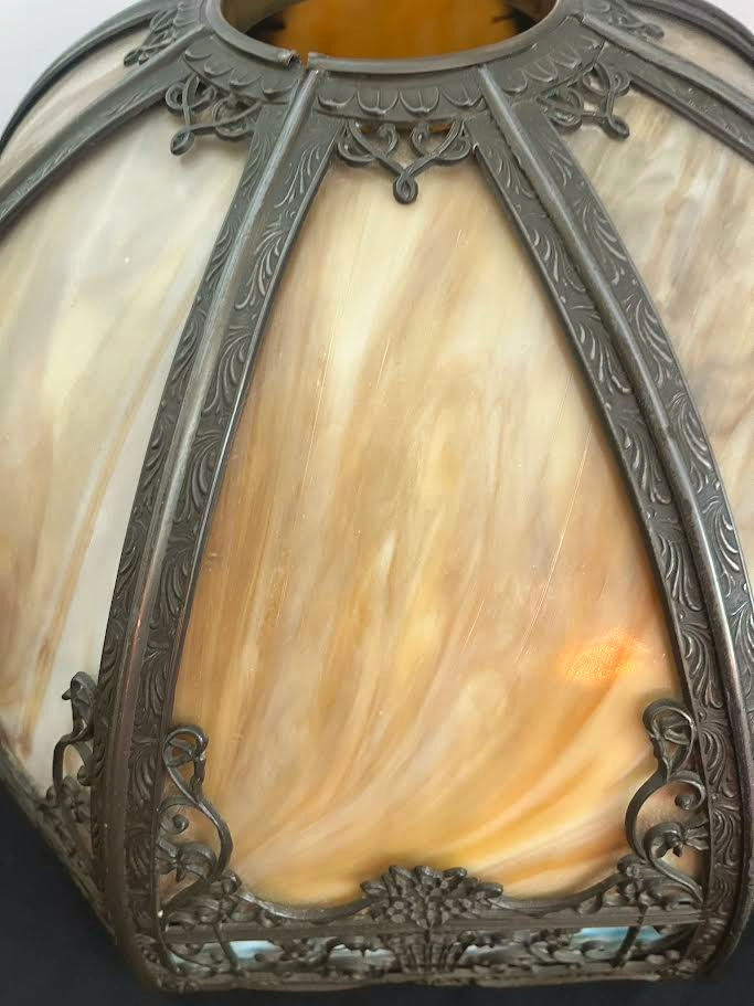 Thumbnail: 6 Panel Opal Glass Lamp in the manner of Handell