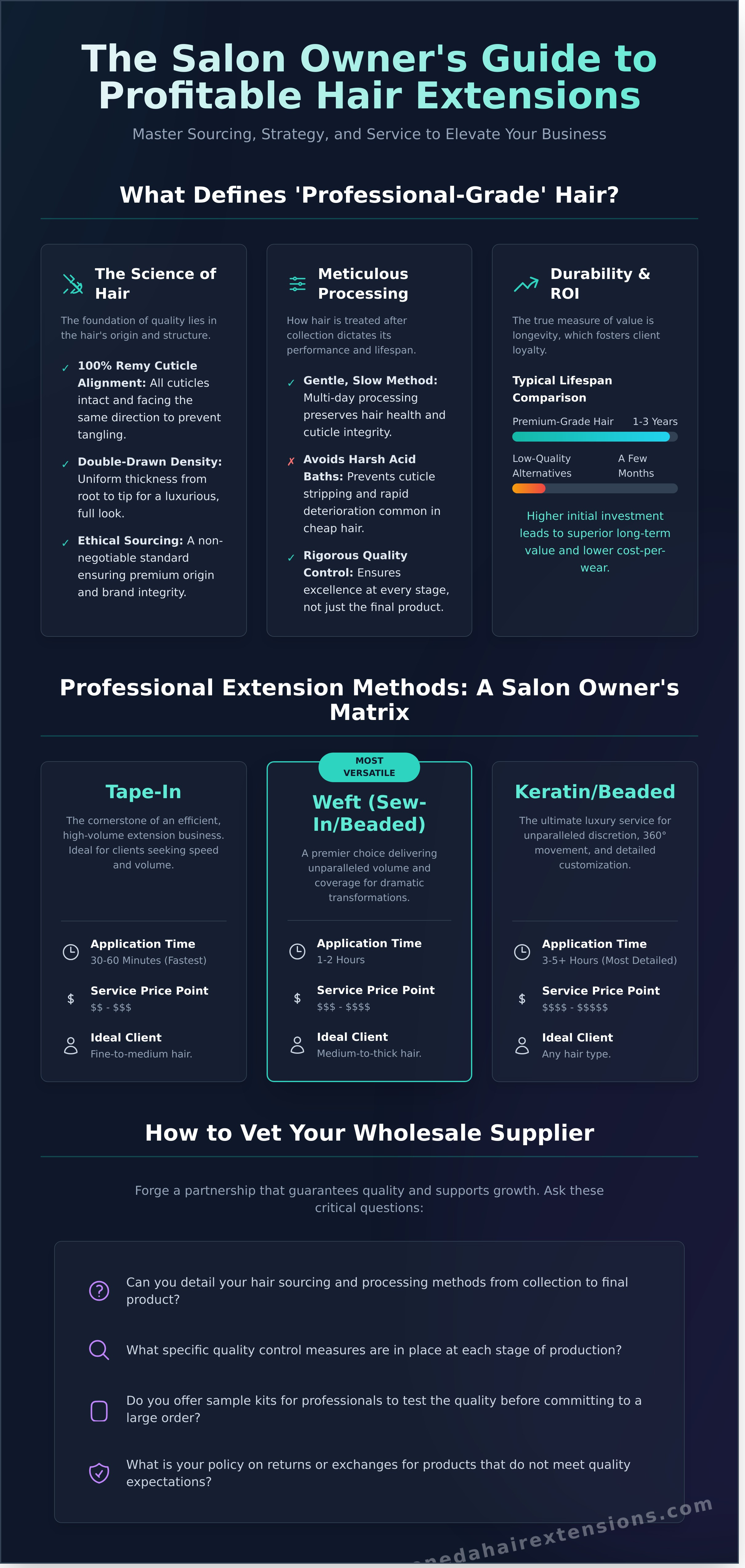 Professional hair extensions for salons infographic - visual guide