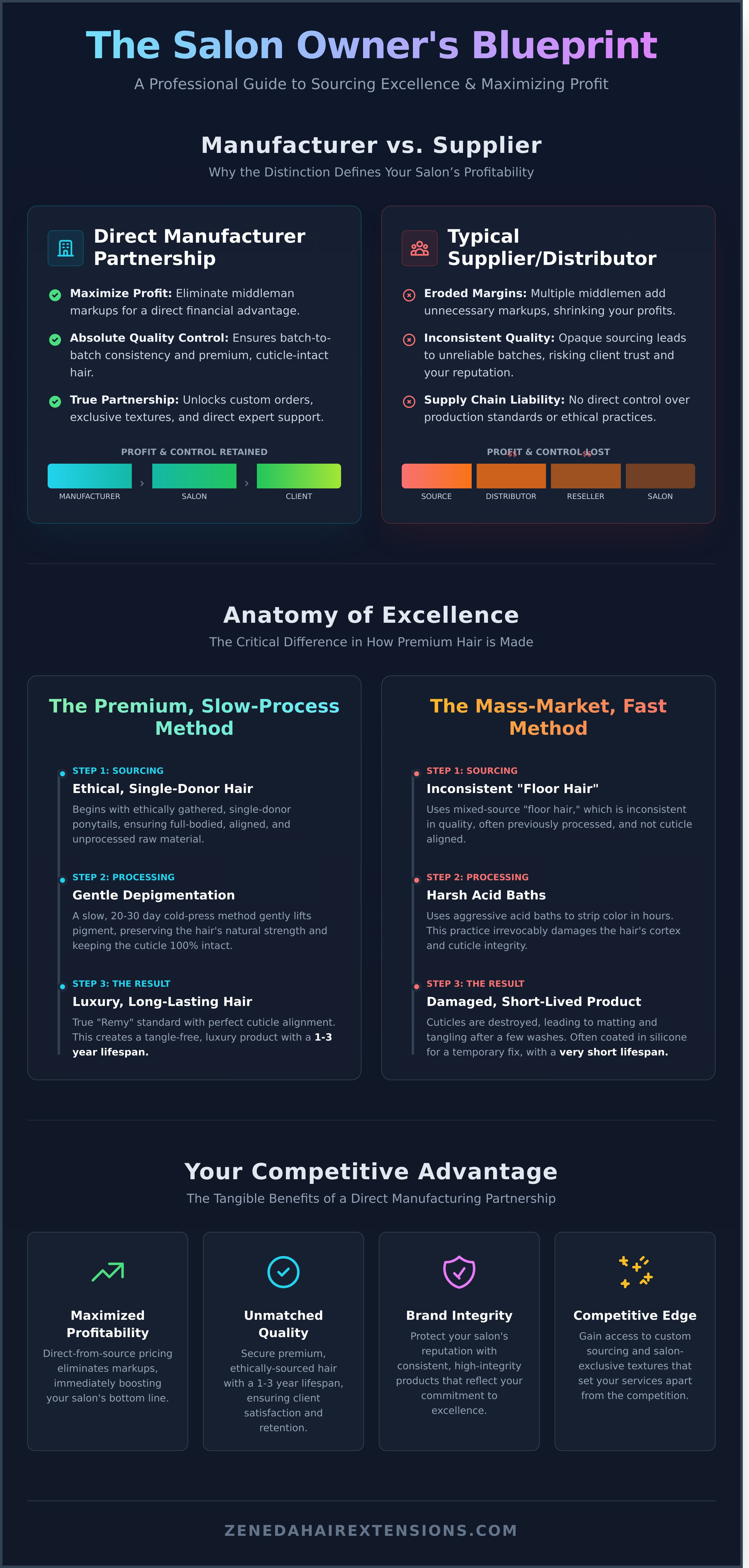 Hair extension manufacturer infographic - visual guide