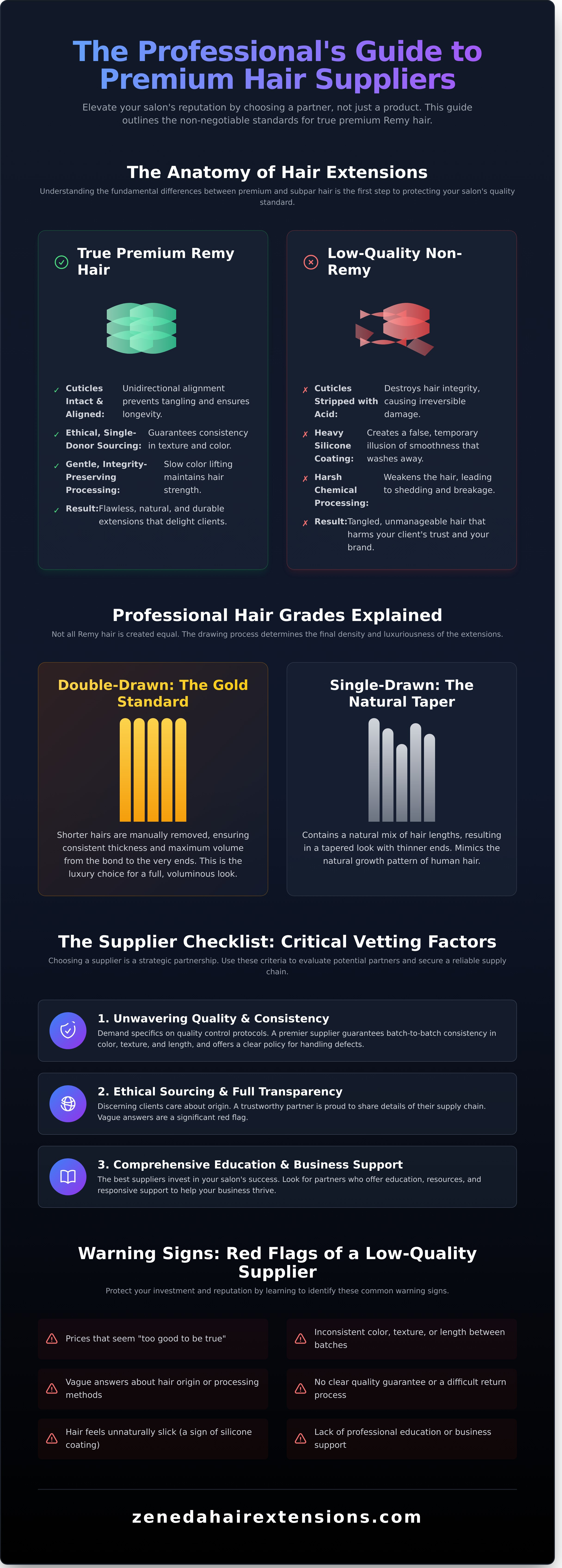 Premium remy hair supplier infographic - visual guide