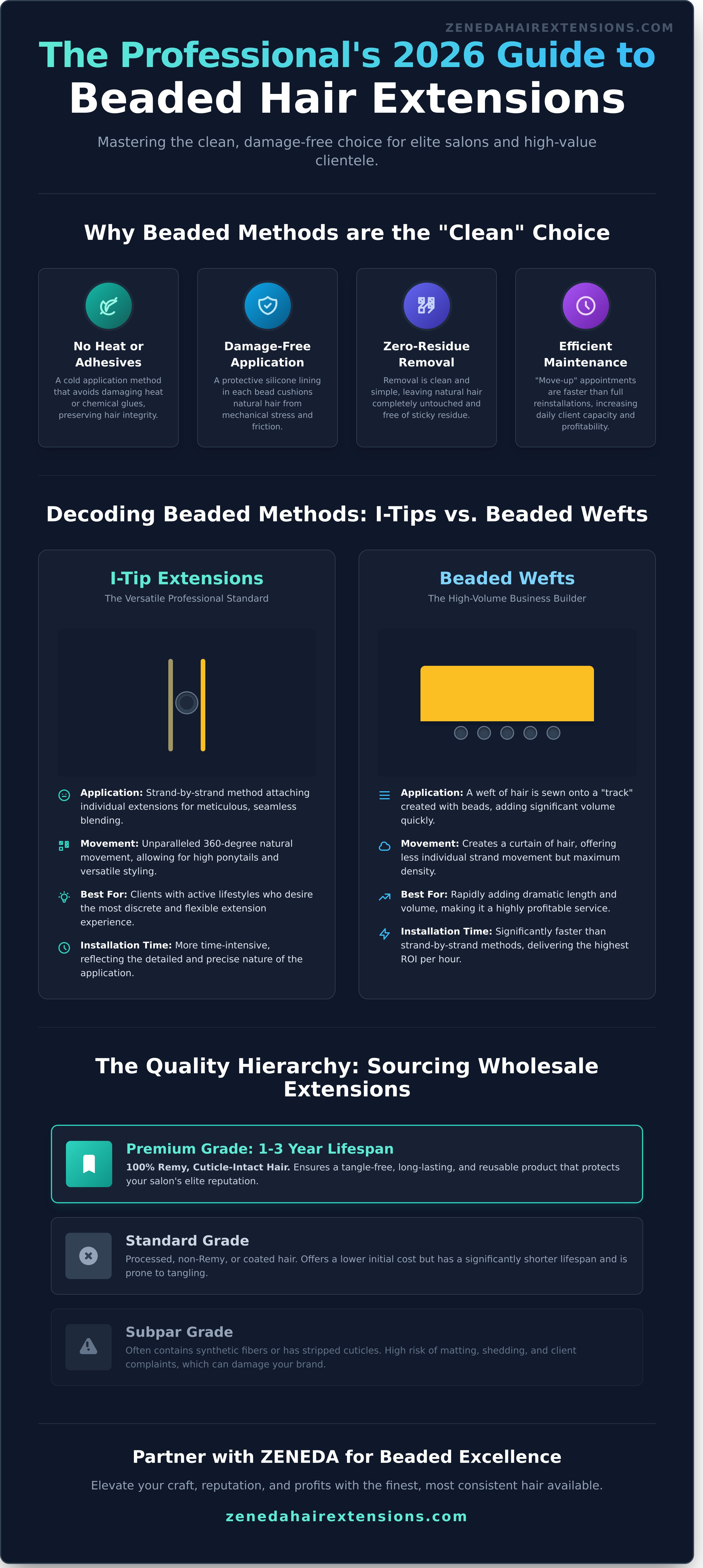 Beaded hair extensions infographic - visual guide