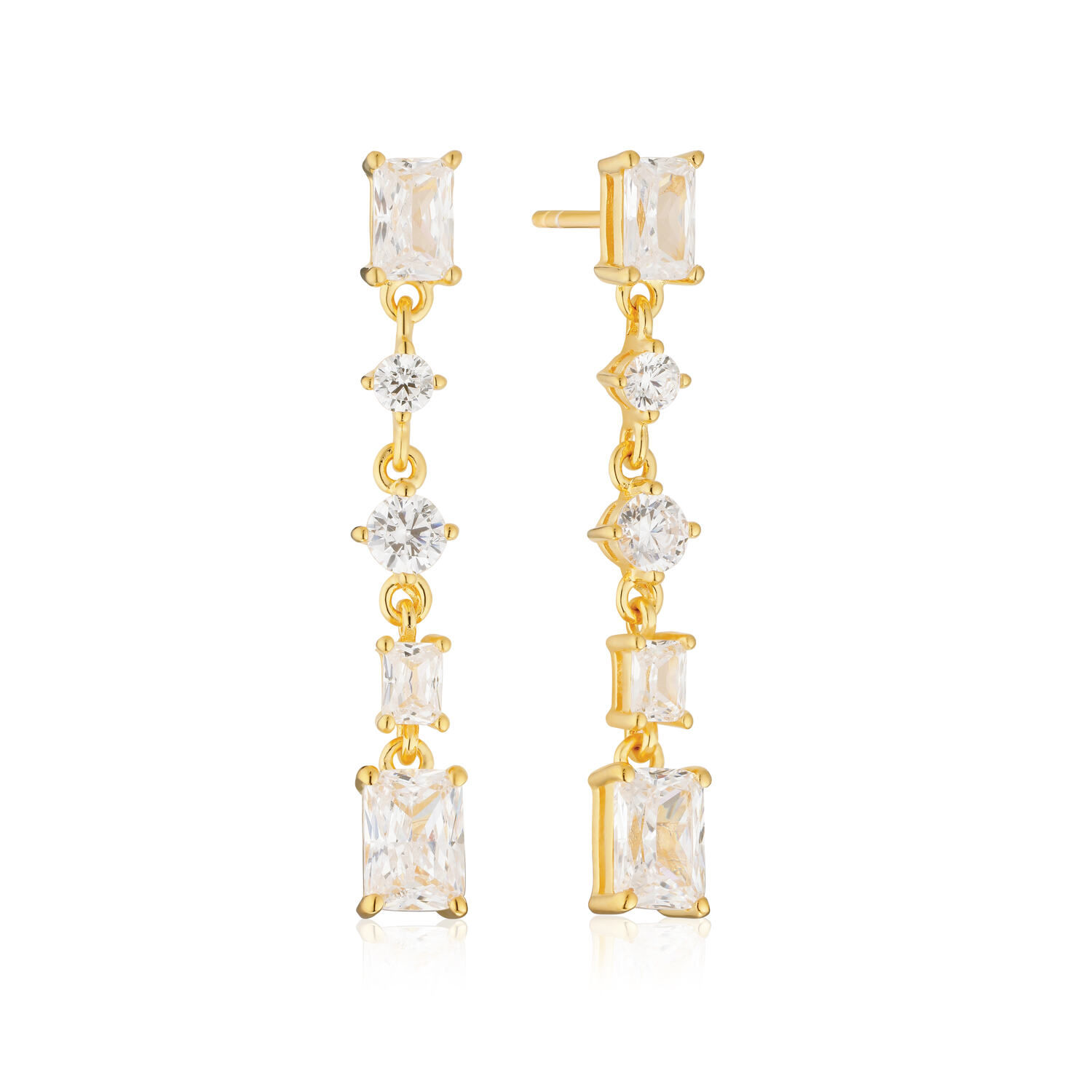 Earrings Ivrea Cinque with White Zirconia in 18K Gold Plated