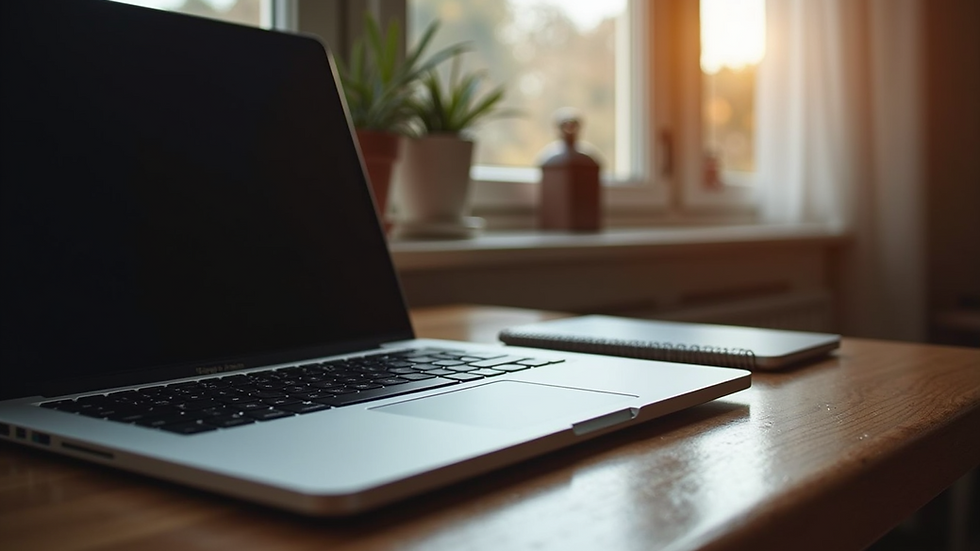 High angle view of a laptop on a cozy desk