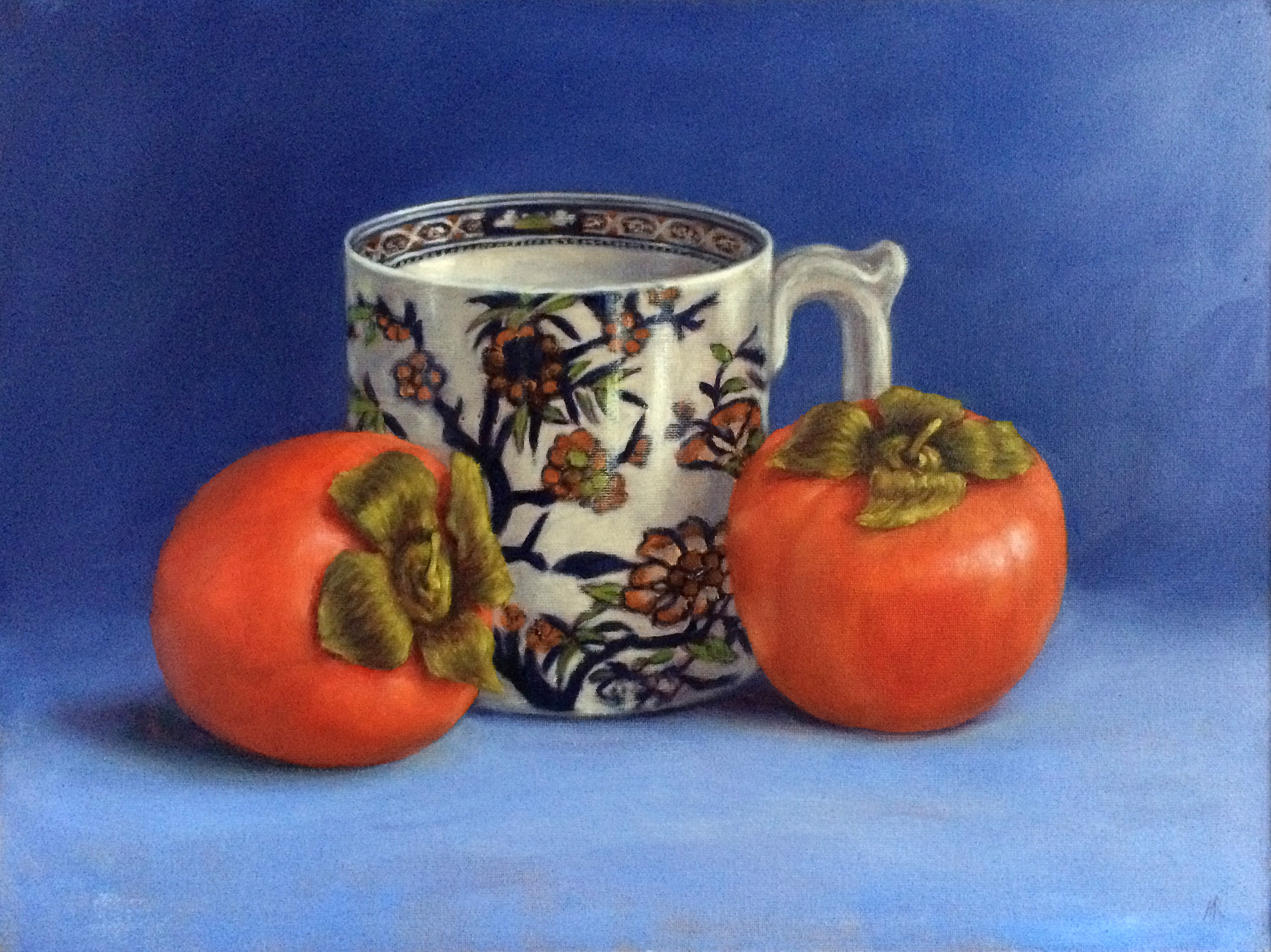 Persimmons on Blue