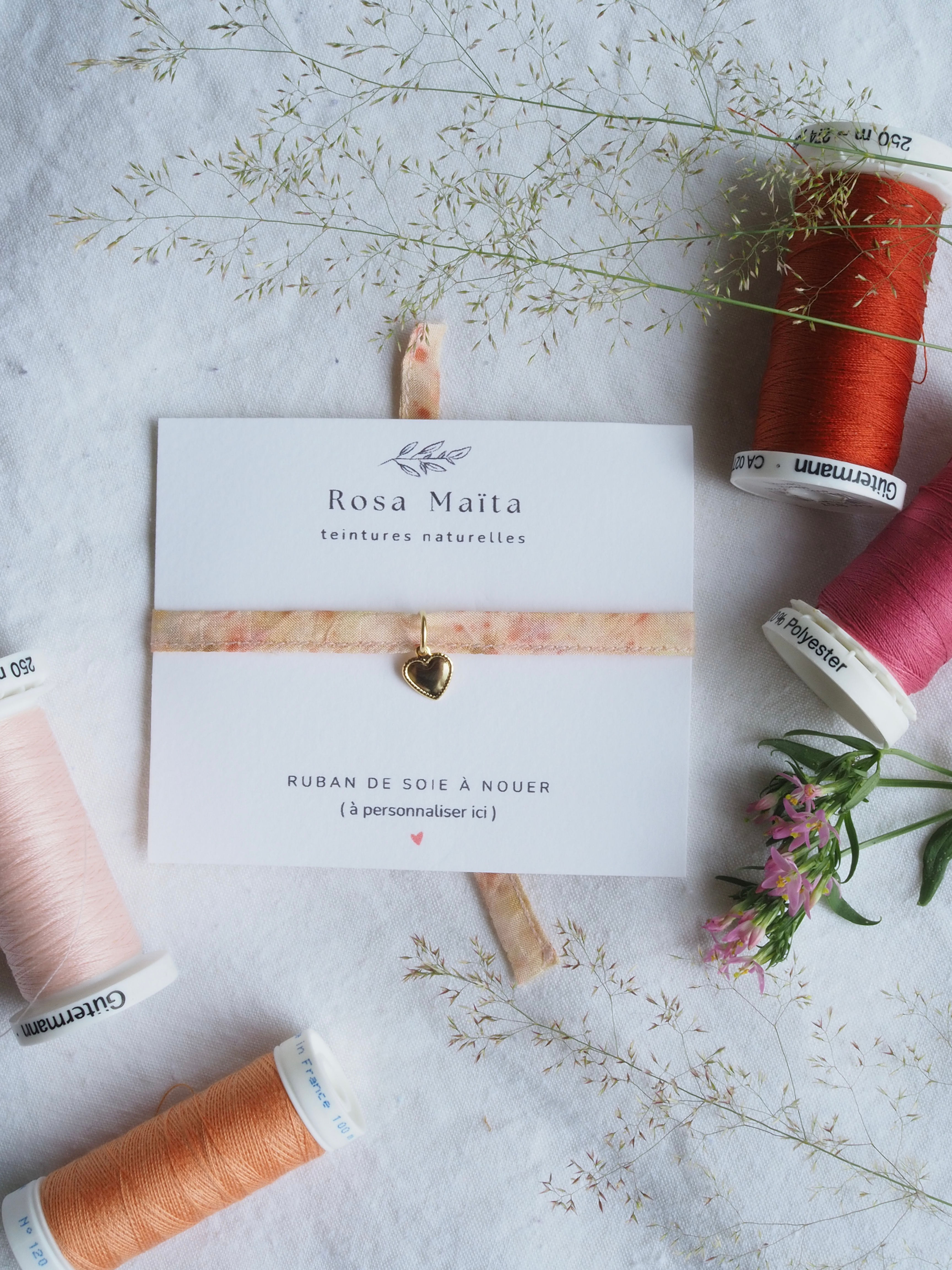 bracelet soie rose clair