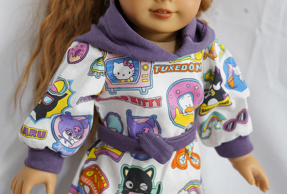 Thumbnail: Hello Kitty and friends hoodie dress fits american girl  and other 18" dolls