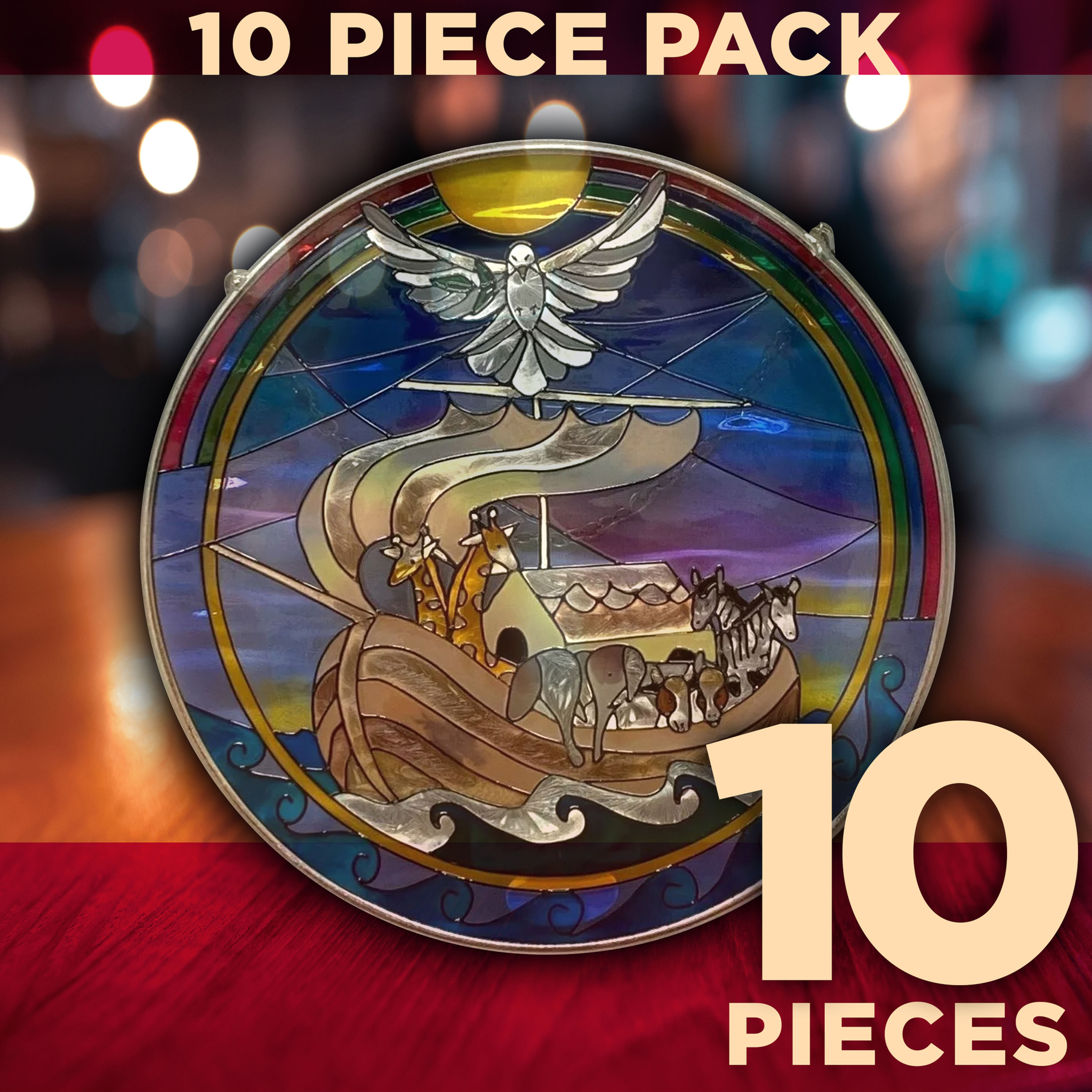 AMIA Glass Suncatcher - Noah's Ark - 10 Pieces
