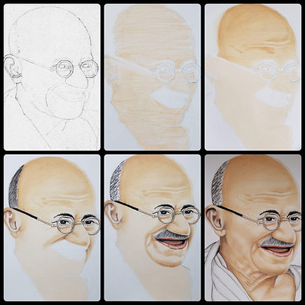 Making of skin tone pastel portraits using pastel pencils