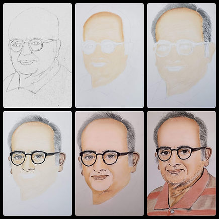 Making of skin tone pastel portraits using pastel pencils