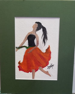 Lady in Red Flower Skirt