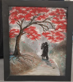 Under the red Oak Tree