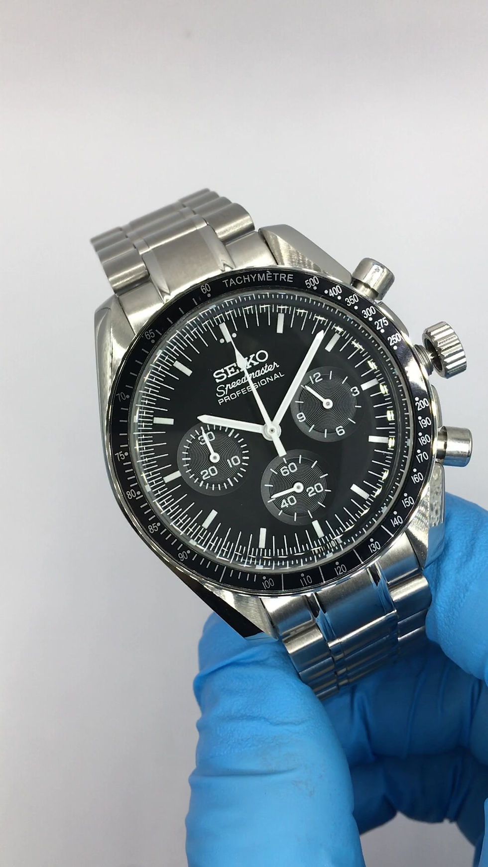 Thumbnail: Black Speedmaster mod on Stainless Steel bracelet