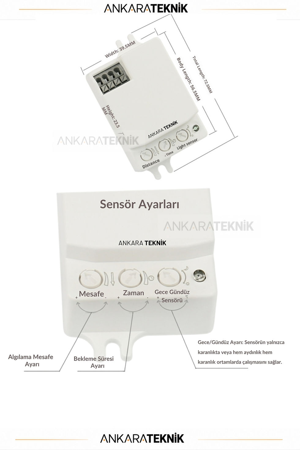 Thumbnail: 24V DC Radar Hareket Sensörü | Kuru Kontak Çıkışlı | 400W