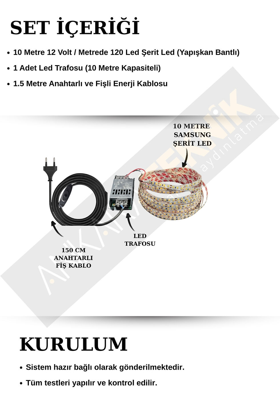 Küçük resim: Samsung 12 Volt Anahtarlı Şerit LED 10 Metre Hazır Set