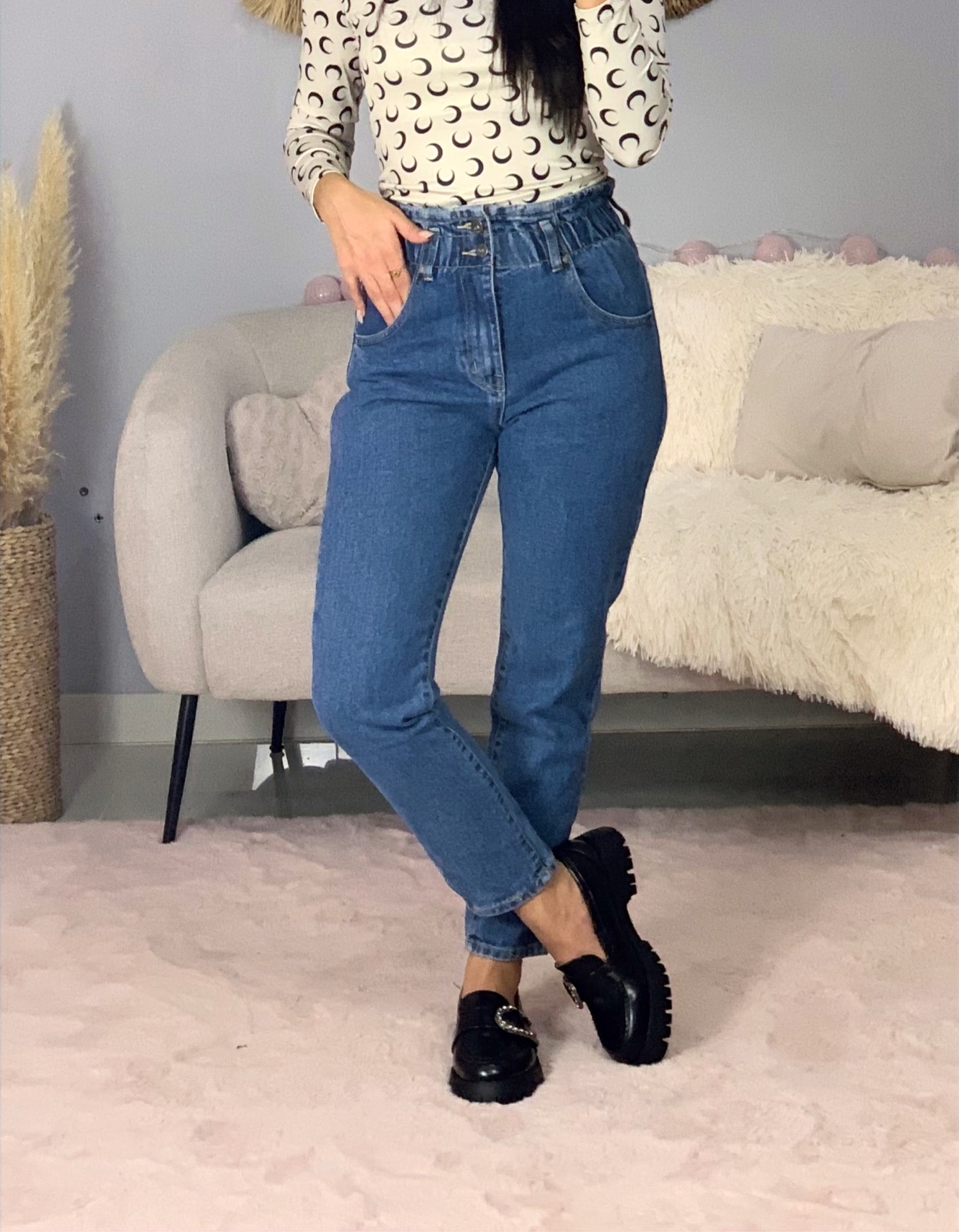 Jeans mom taille haute