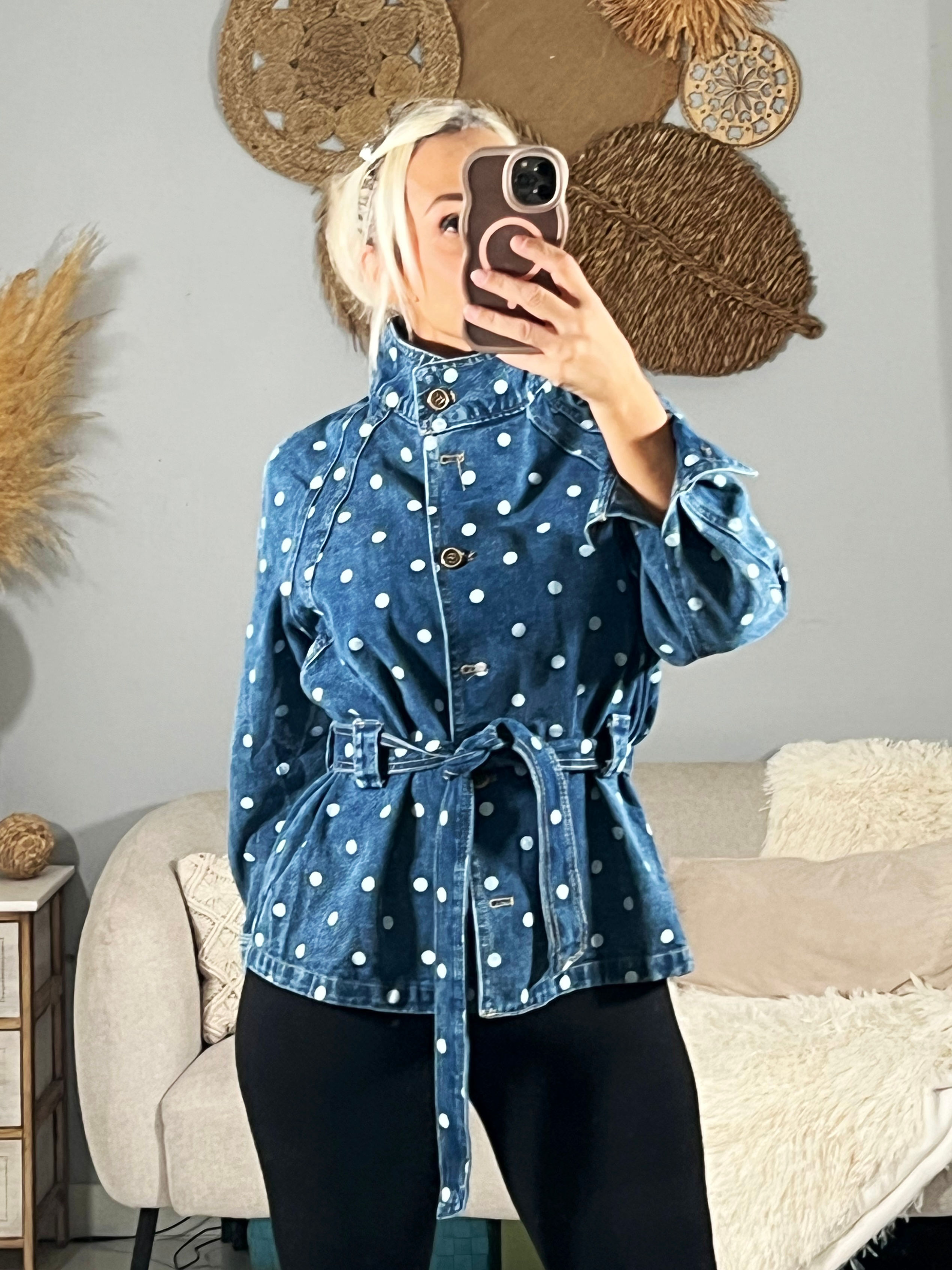 Veste en jeans à pois