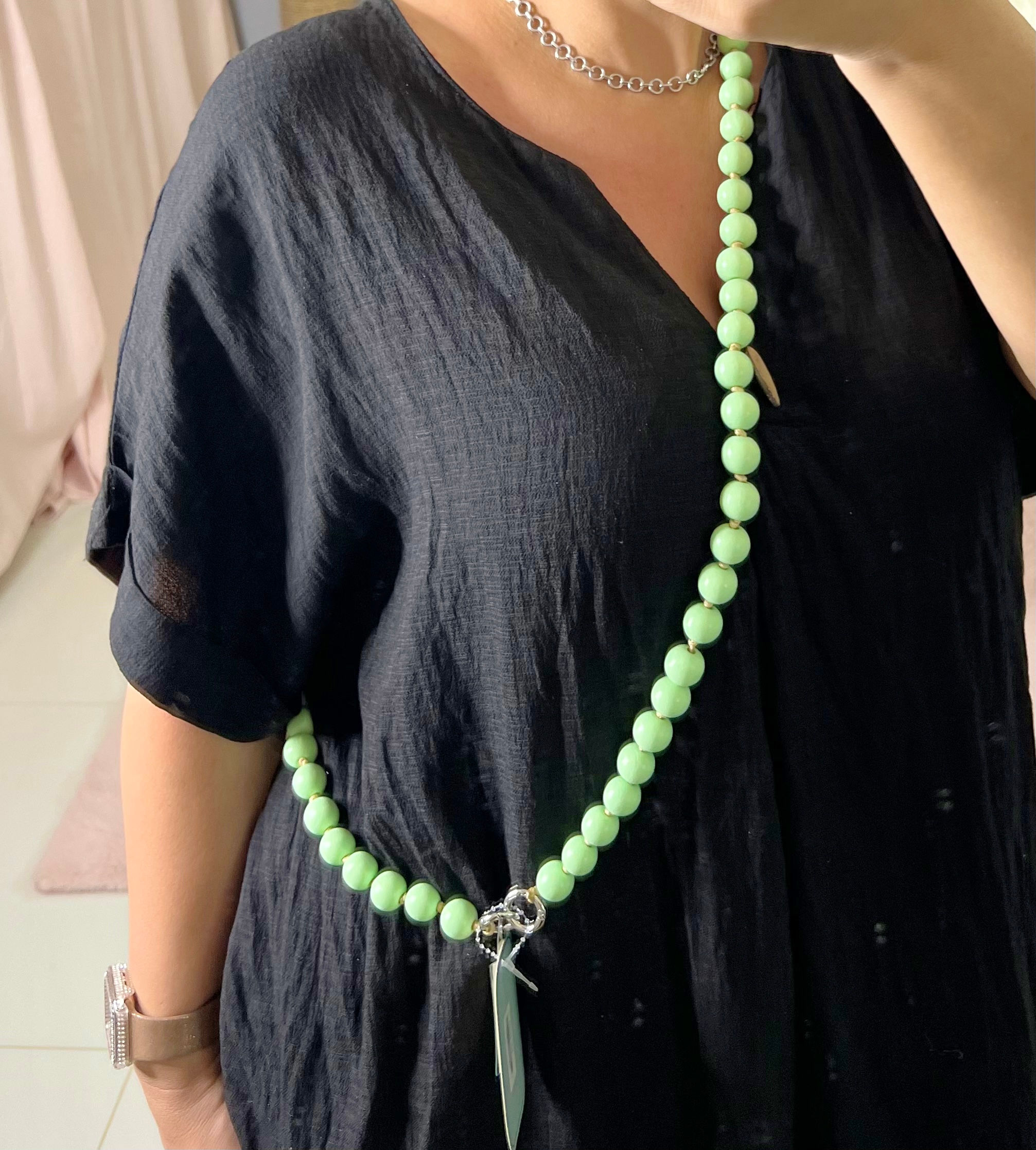 Bijoux de téléphone en perle en bois