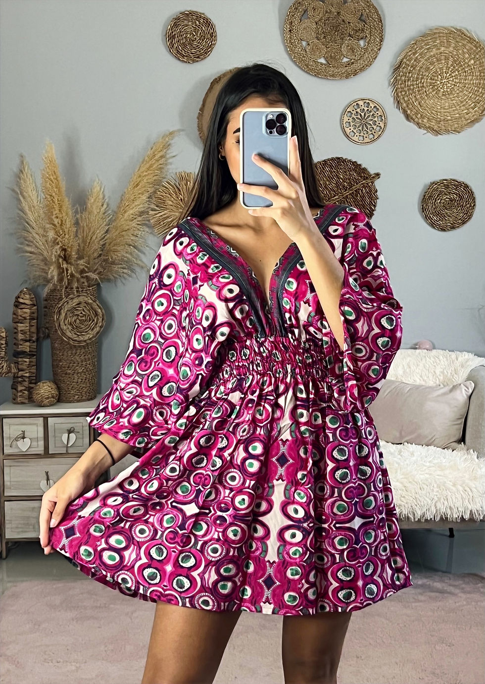 Miniature : Robe bohème fleurie en soie