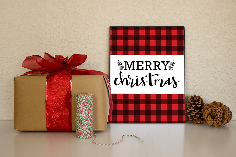 Thumbnail: Merry Christmas | Plaid Christmas Art Print