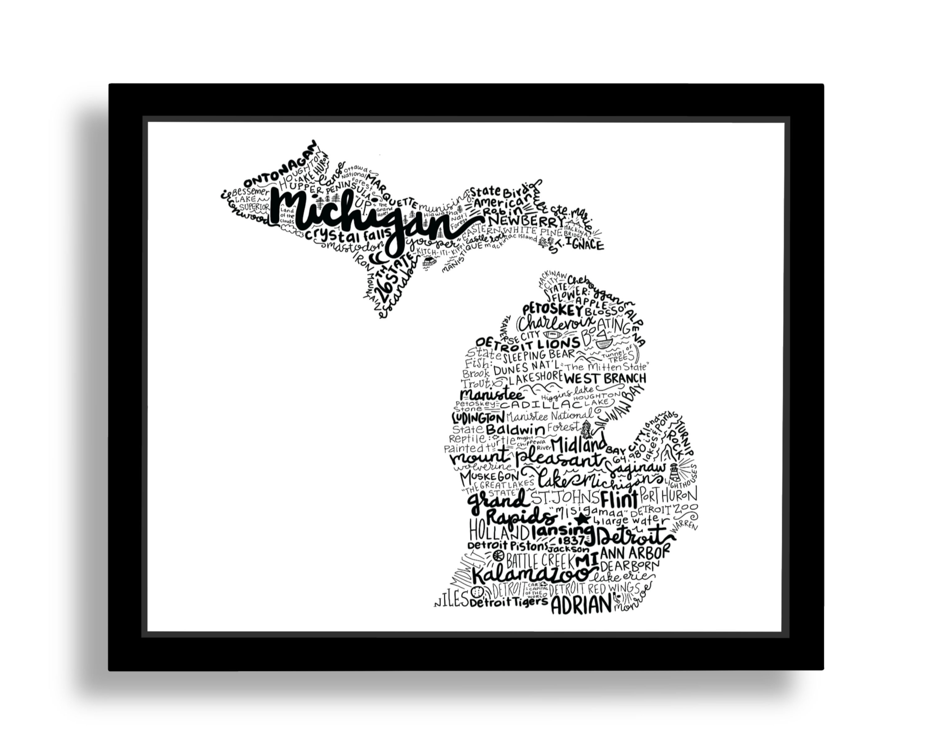 Hand Lettered Michigan State Print