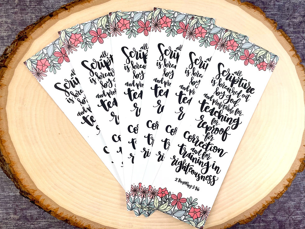 Thumbnail: 2 Timothy 3:16 | Hand Lettered Cardstock Bookmark