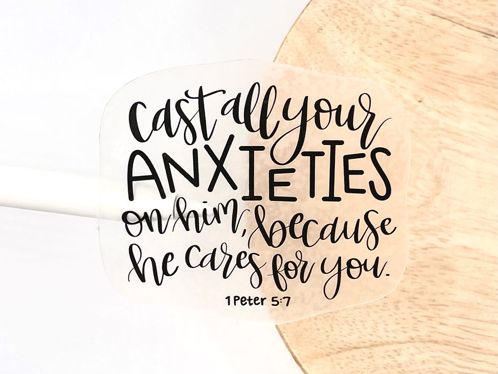 1 Peter 5:7 | Semi-Transparent Hand Lettered Sticker