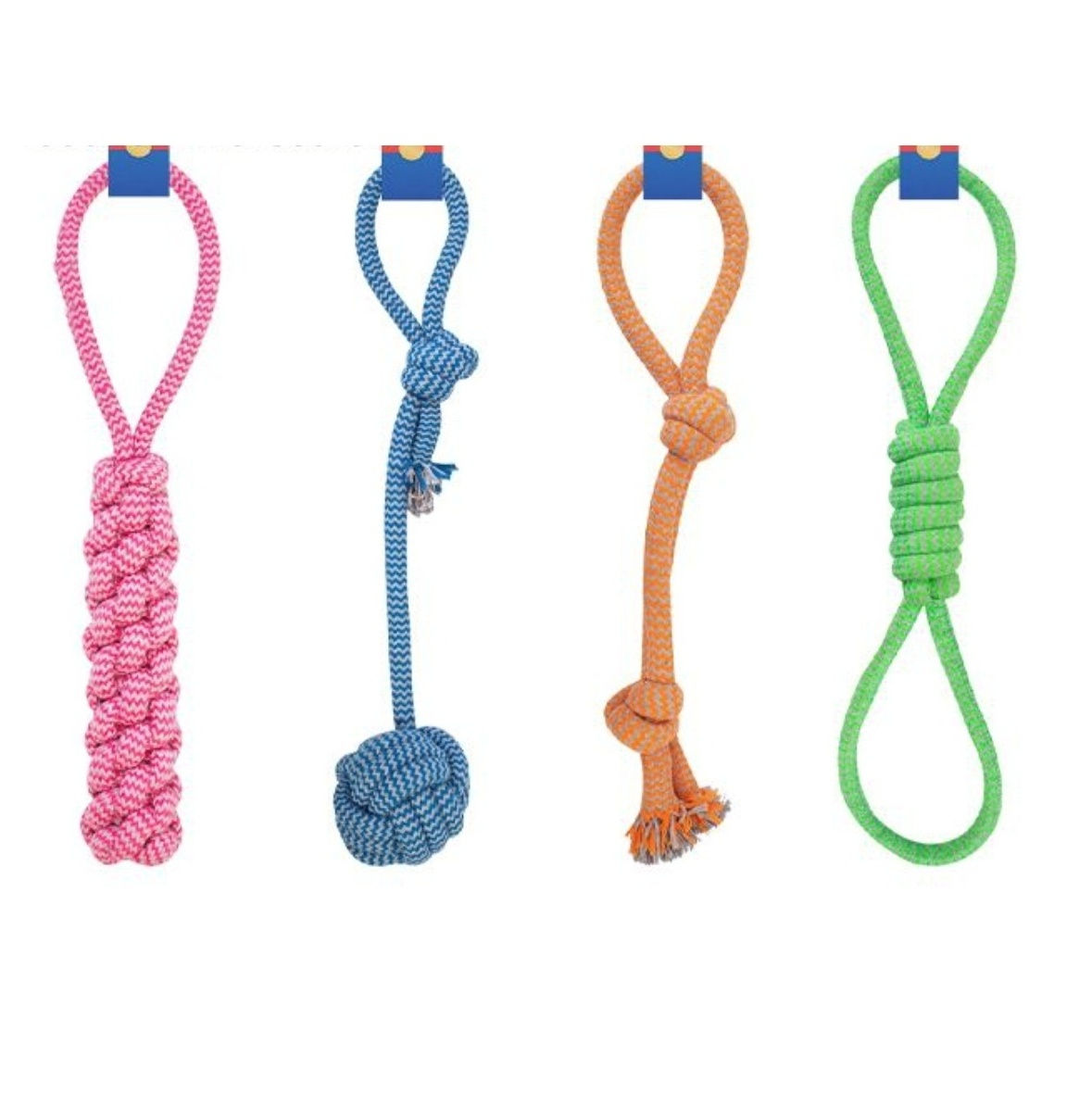 Knotted rope tug toy