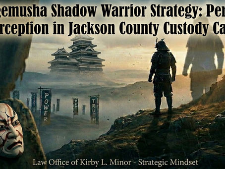 Epic samurai film style image representing the power and peril of perception in Lee's Summit divorce and custody litigation.