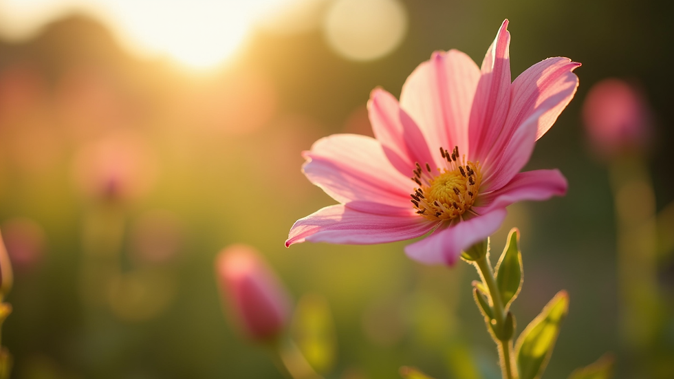 Close-up of a blooming flower in a sunlit garden
