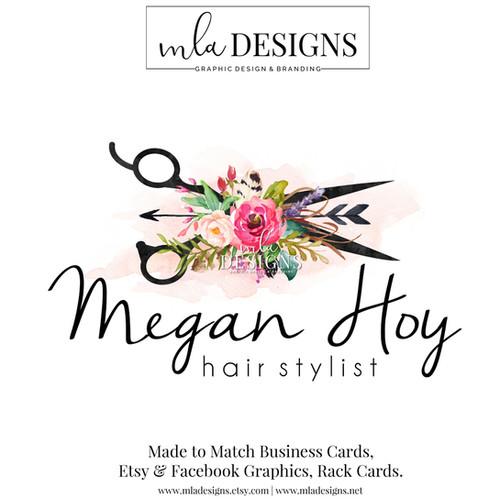 Hair Stylist Logo Scissor Logo Watercolor Logo Graphicdesigns