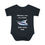 Thumbnail: Black nautical baby onesie with welcoming a new crew member daddys boating buddy design