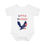 Thumbnail: front view of white baby bodysuit with little patriot american eagle usa flag design