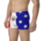 Thumbnail: Side view of model wearing American flag bald eagle trunk underwear