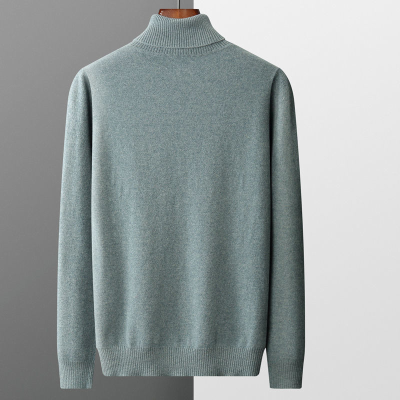 Miniatura: Suéter masculino de malha, 100% lã merino e cashmere, com gola alta acolchoada