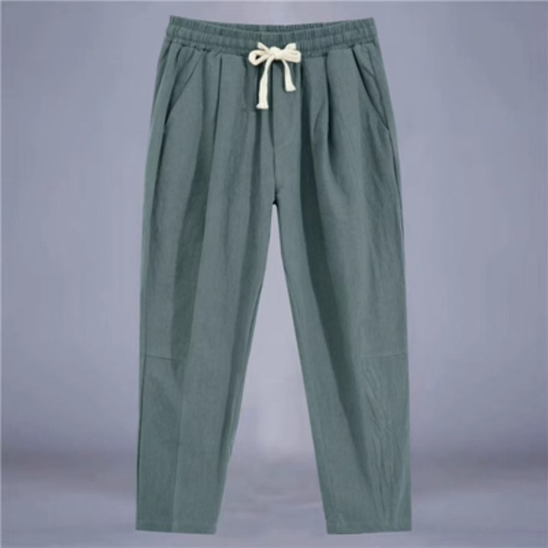 Miniatura: Calça masculina de algodão e linho, estilo casual e corte reto. Streetwear. 