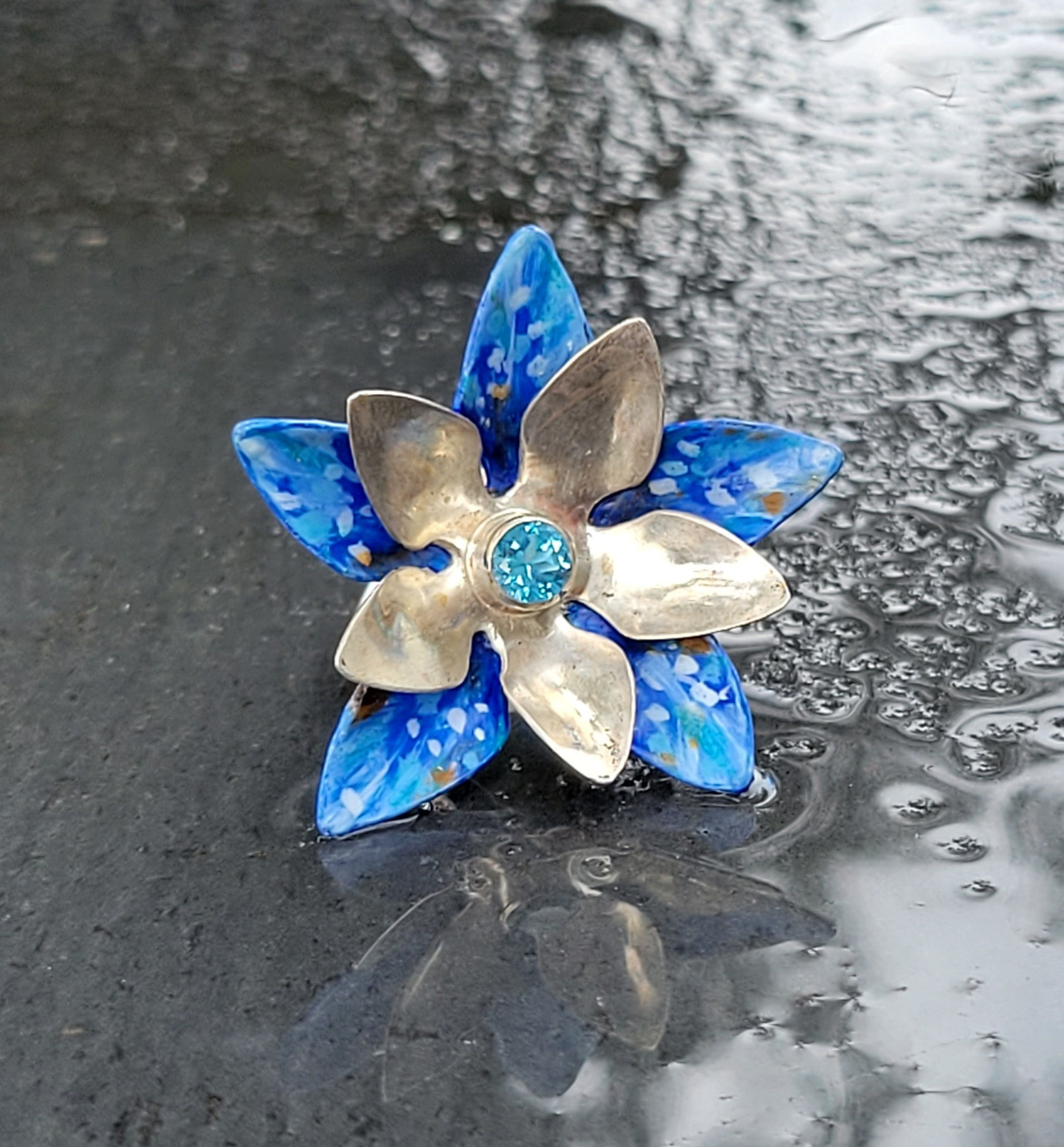 Blue Topaz Flower Power Ring