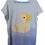 Thumbnail: Light to dark blue gradient tee with a white and yellow applique duck