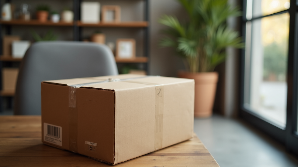High angle view of a packed parcel ready for shipping