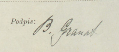 Signature of Benjamin Granat on the application for an identity card (State Archives in Łódź)