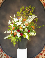 Composition taille XXL orange, blanche et rouge