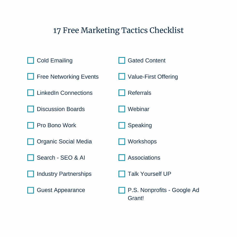 A list of all the free lead generation marketing tactics listed out in this blog
