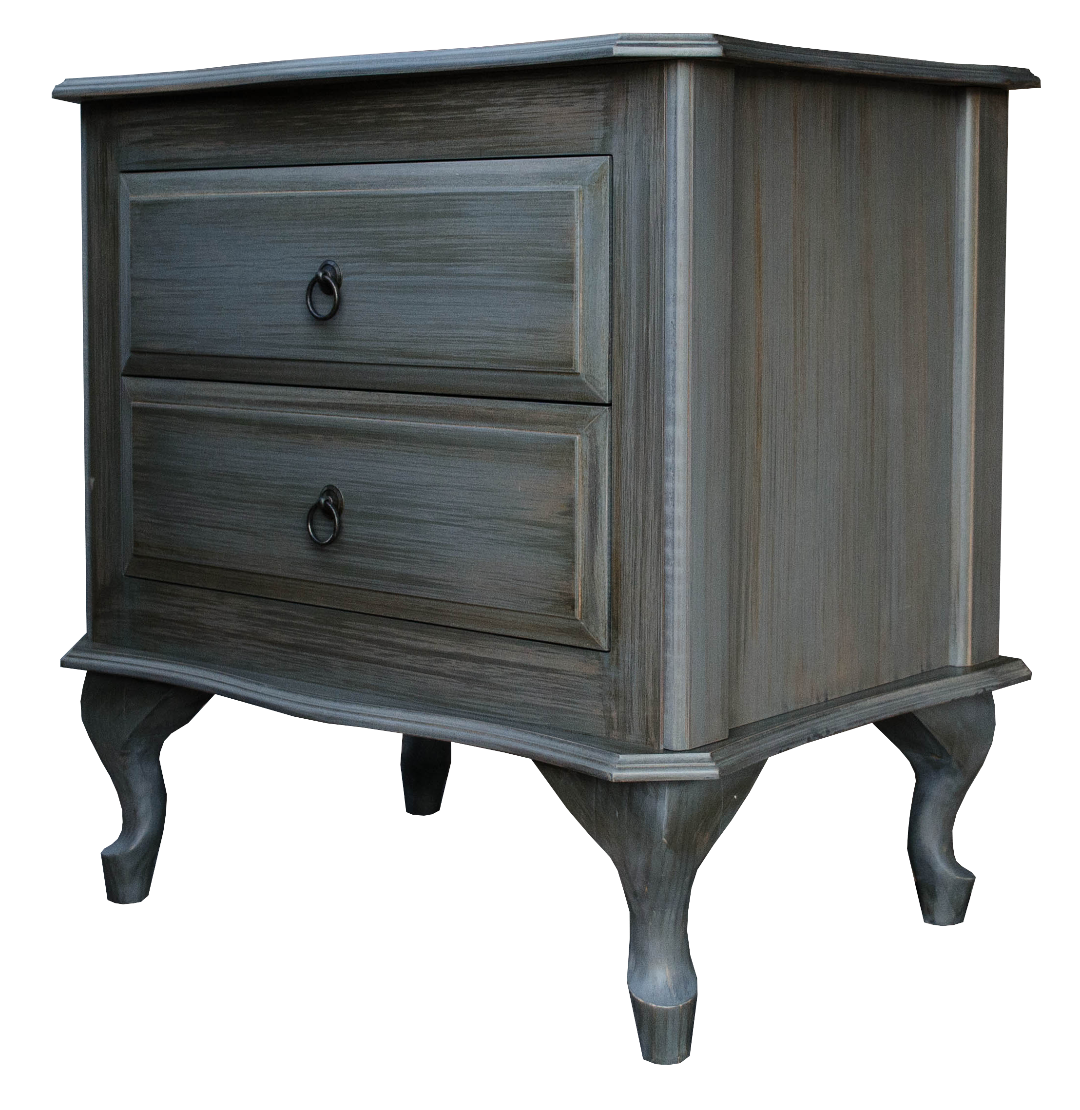 Burntwood 2 Drawer Pedestal With Queen Ann Legs