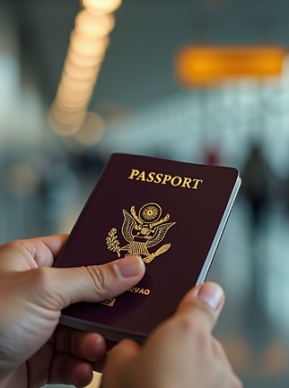 צילום של דרכון על רקע שדה התעופה