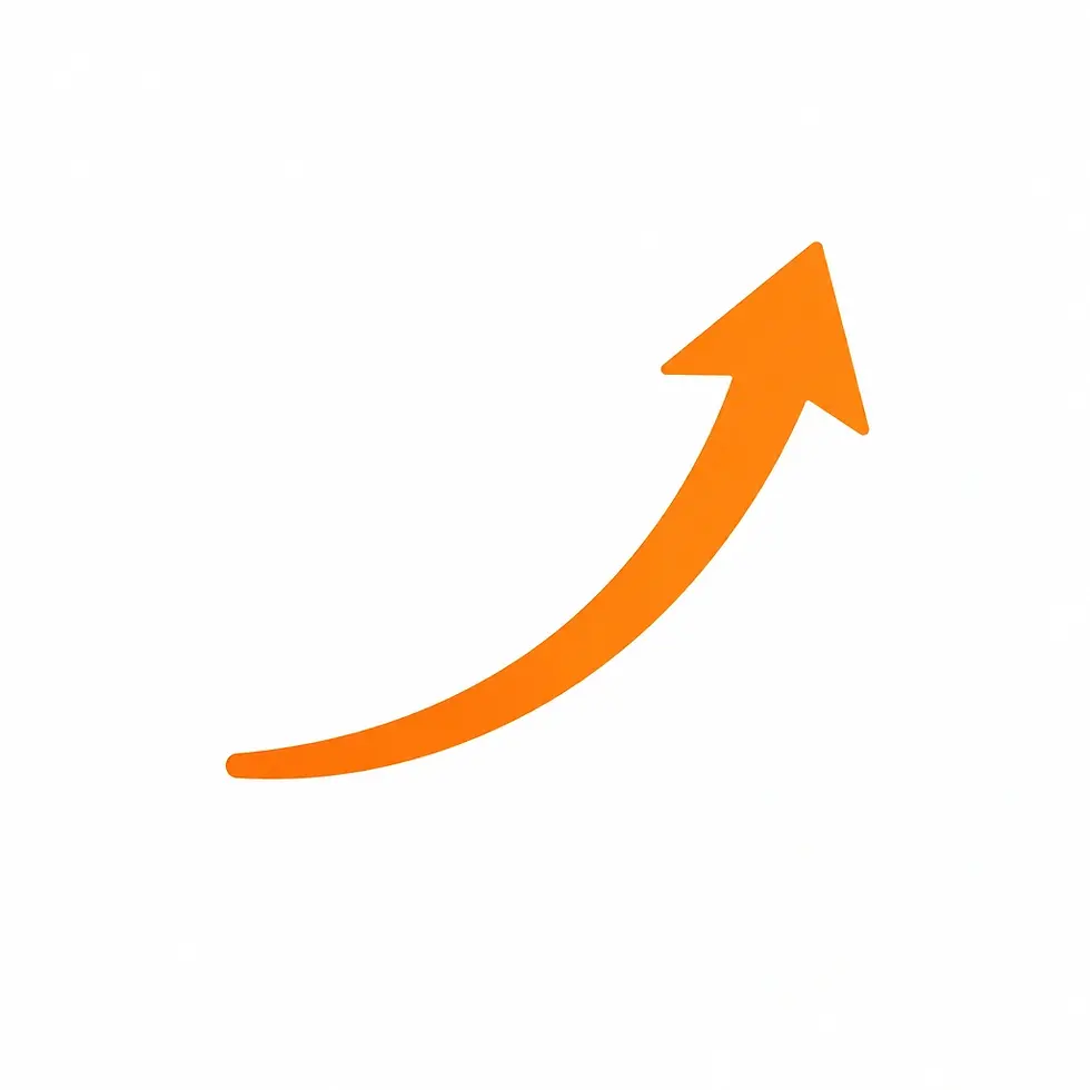 Digital illustration of a simple orange arrow curving upward. The clean, minimalist design suggests growth, progress, or success.